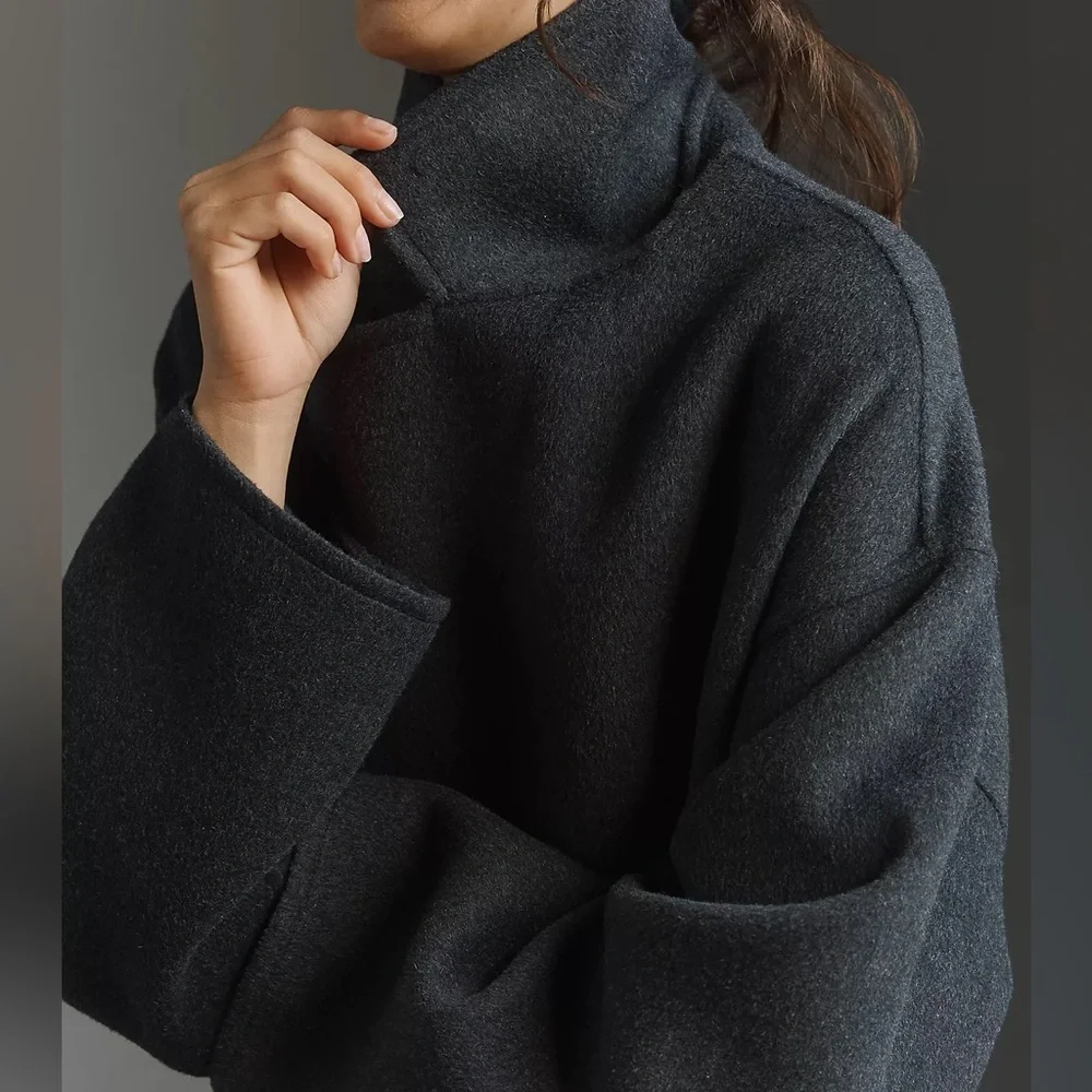 PAIGE Connery Wool-Blend Long Robe Coat in charcoal gray color Size XSmall NWT